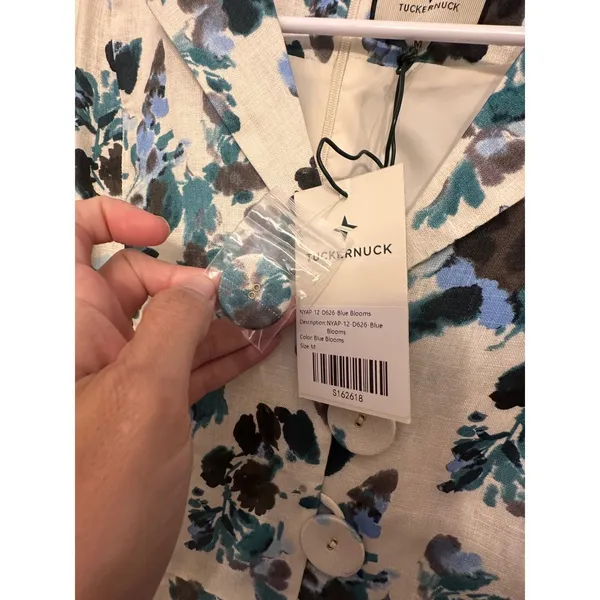 Tuckernuck Budding Bluebell Hadley Floral Print Linen Midi Dress Blue‎ Blooms M - Image 3
