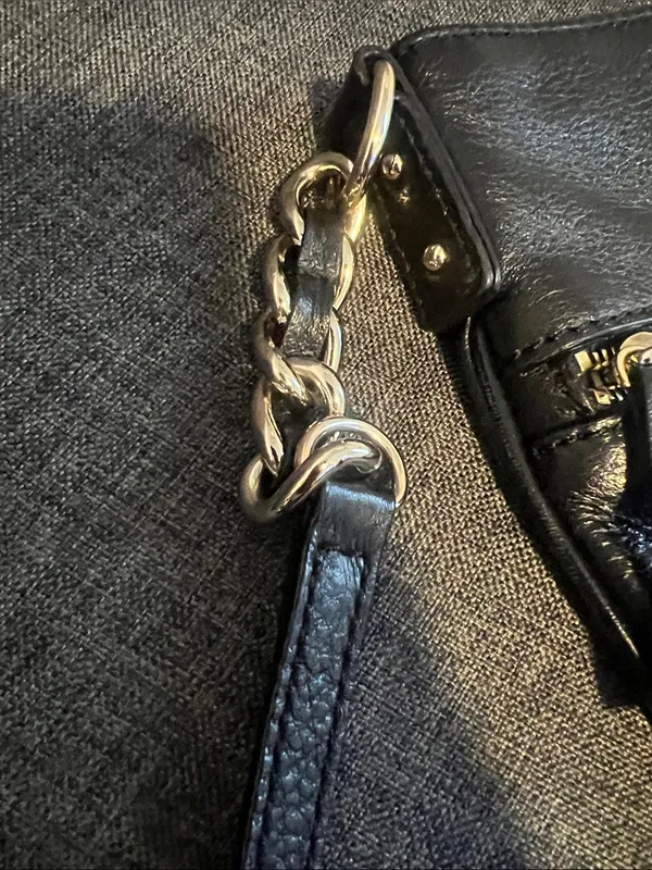 kate spade Black Pebbled Leather Crossbody with Gold Chain Trim - Image 4