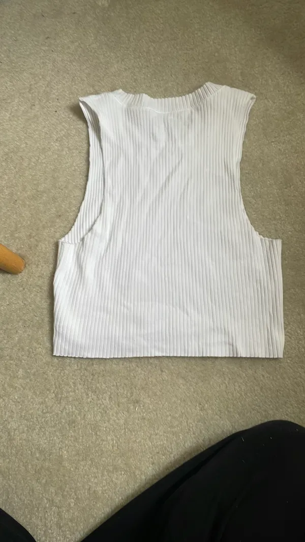 Aerie Tank Top Ribbed Cropped White - Image 3