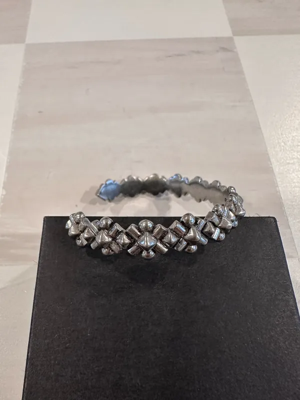 j.crew silver tone geometric floral cuff bracelet - Image 4