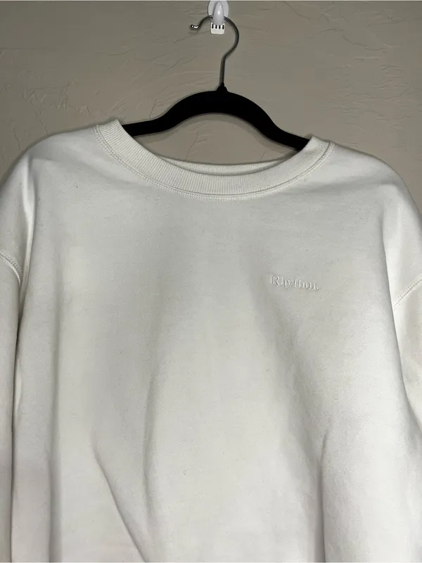 Rhythm Classic Crew Neck White‎ Cozy Fleece Sweatshirt - Image 3