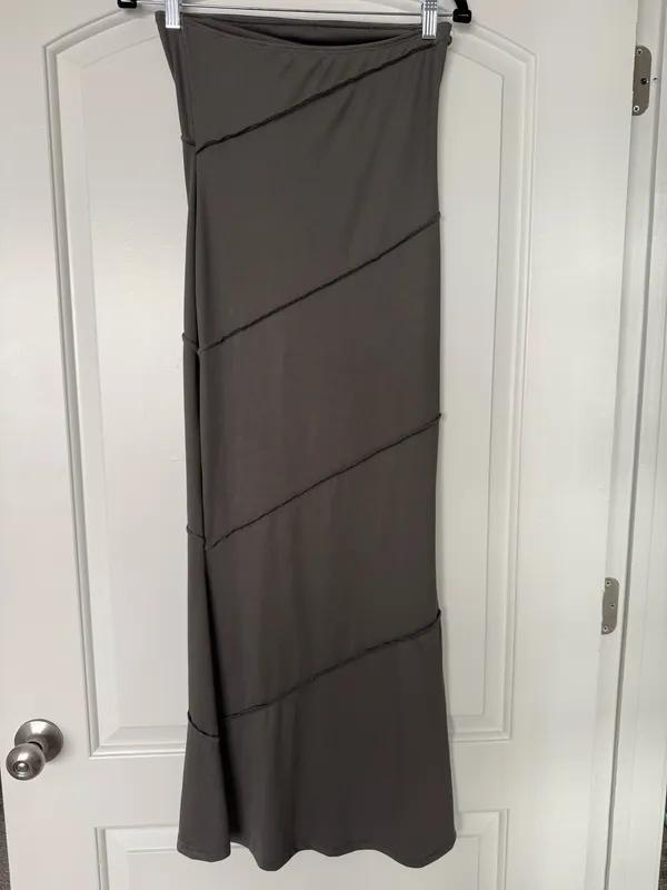 Gray Strapless Maxi Dress - Image 2