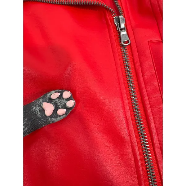 Riverdale South Side Serpents Red Faux Leather Moto Jacket Womens‎ Small - Image 4