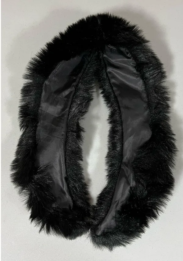 Black Fur Winter Scarf Shawl Wrap — Length: 30 in. 🖤 - Image 2