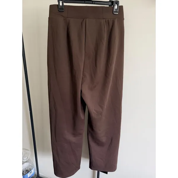 Adidas Womens Wide Leg Athletic Pants Brown High Rise Crop KF0794 Medium - Image 5