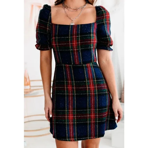 ✨FORE Plaid Holiday Sz Medium Dress✨ Blue - Image 2