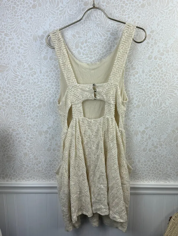 Free People Cream Poppy Pointelle Lace Pocket Mini Dress - Size - Medium - Image 6