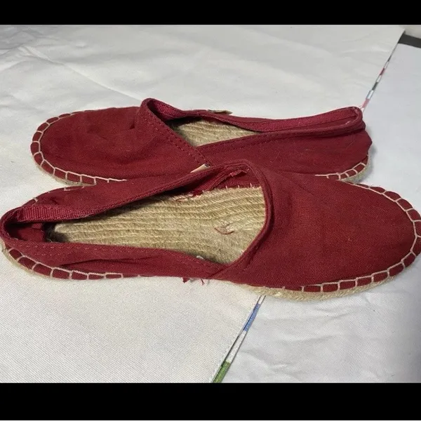 Steve Madden Red Espadrille Flats Womens Size 8 Slip On Canvas Shoes Preowned - Image 7