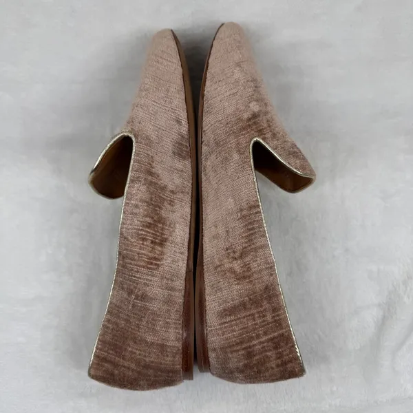 Tory Burch Dusty Rose Velvet Ribbed Smoking Slipper Loafers Gold Trim Flats 9.5‎ - Image 11