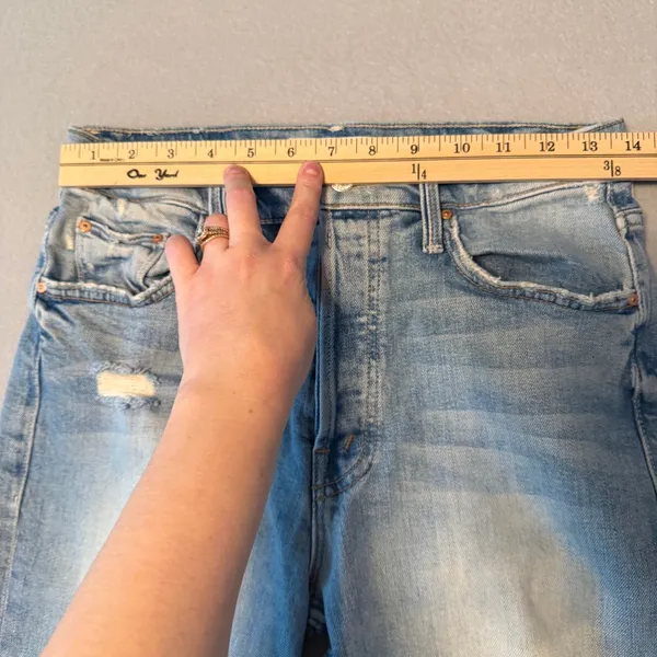 MOTHER The Tomcat Straight Leg Distressed Jeans Light Blue Women Size 28 - Image 7