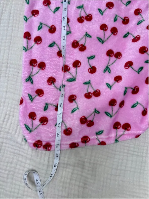 Women's Spoiled Angel Cherry Print Robe, Size M, Pink and Red - Image 7