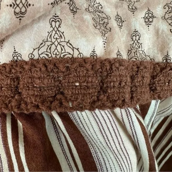 Vtg Central Falls Co Brown Crochet Trim Tiered Maxi Skirt Medium Peasant Prairie - Image 3