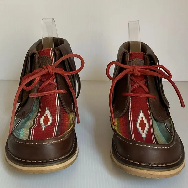 Ariat Fringe Leather Moccasin Boots Women’s 6 Western Boho Multicolor Suede - Image 4