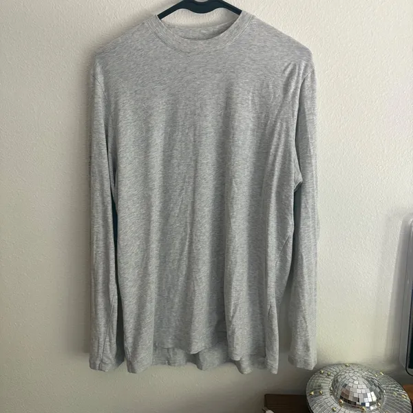 SKIMS Heather Grey Modal Cotton Long Sleeve Crew Neck Top Size M - Image 4