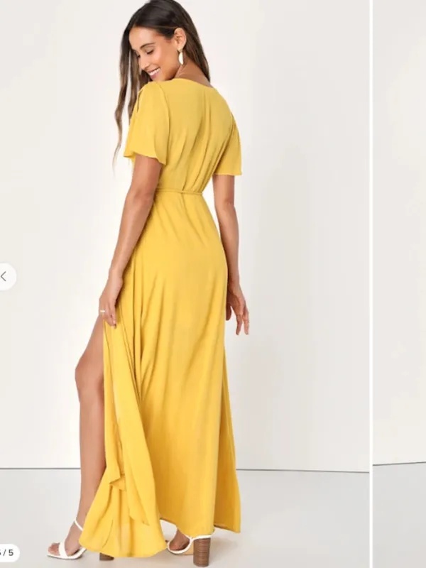 LULU's Chic Romantic Sexy Flowy Wedding Casual Resort Europe Vacation Wrap Dress - Image 4