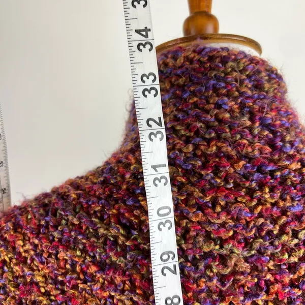 Handmade Hand Knit Triangle Fringe Shawl Wrap Multi Color Boho One Size - Image 7
