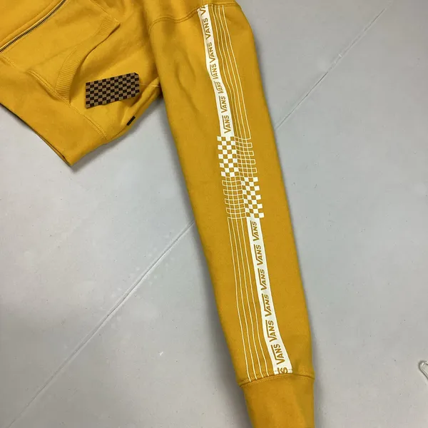 Vans Off The Wall Cropped Full Zip Hoodie Sweatshirt Mustard Yellow Size Medium NEW! - Image 4