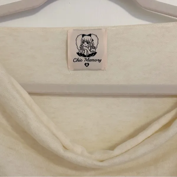 Japanese Kawaii Cream Beige Summer Knitted Cowl Neck Blouse Shirt Top - Image 5