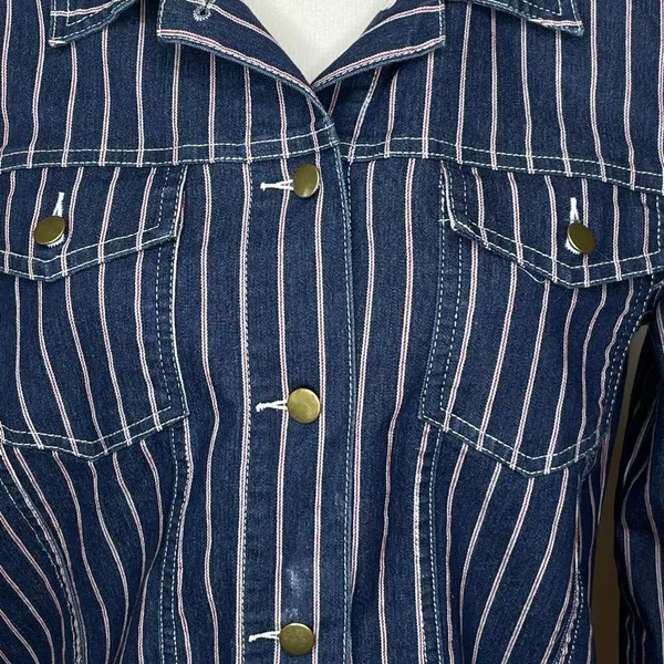 Sugar+Lips Red Striped Denim Jacket - Image 4