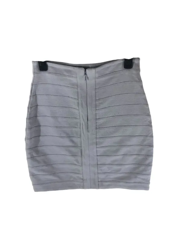 Express Gray Bandage Mini Skirt With Back Zipper Size 00 Rayon Blend - Image 2