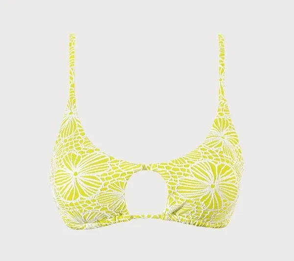 Berlook Light Green Floral Jacquard Cut Out Bikini Top ONLY 11 - Image 6