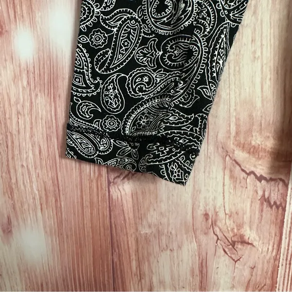 Lauren Ralph Lauren Black White Paisley Ruffle Front Long Sleeve Blouse Sz S - Image 7