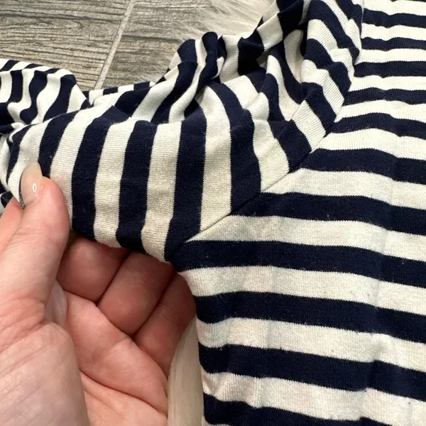 White House Black Market Navy and White Striped Long Sleeve Shirt - Image 9