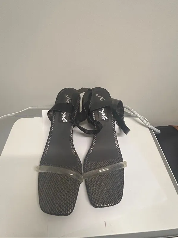 Free People Natal Ankle Snake Skin Block Heel Sandals Size 10 Clear - Image 8