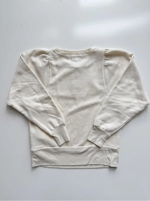 Madewell Henley Puff Sleeve Sweatshirt In Antique Cream XS - Image 8