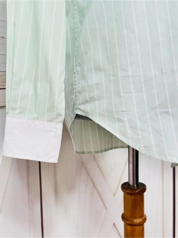 Lauren Ralph Lauren Pinstripe Button Up‎ Shirt Green White Size 6 Preppy Oxford - Image 6