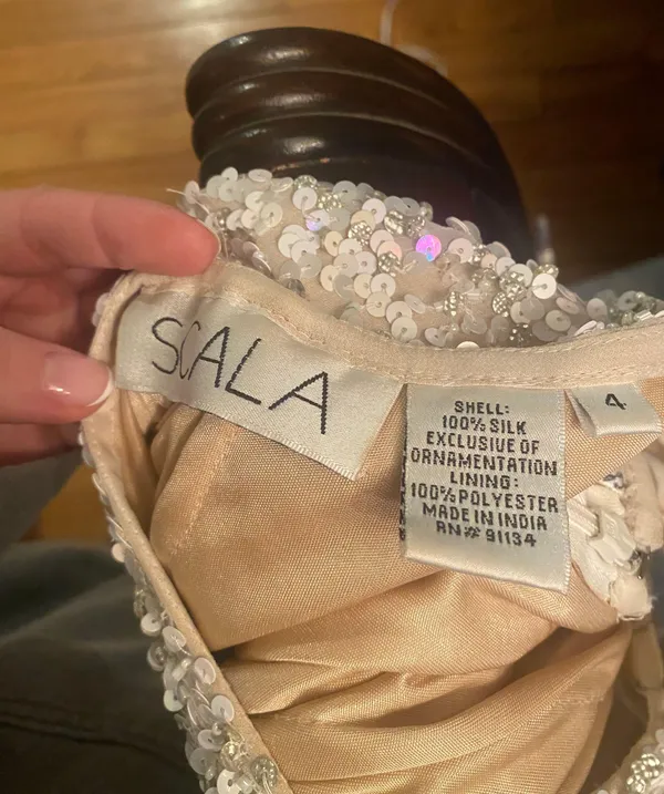 Scala Silver Sequins Prom Dress - Image 3