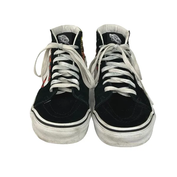 Vans Sk8-Hi Logo Flame Black Canvas Lace-up High Top Casual Sneakers Shoes Sz 8 - Image 2