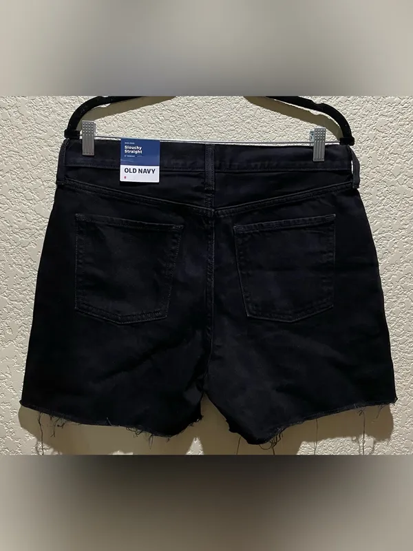 Old Navy High-Rise Slough straight 5” inseam black Distressed Denim shorts 8 - Image 3