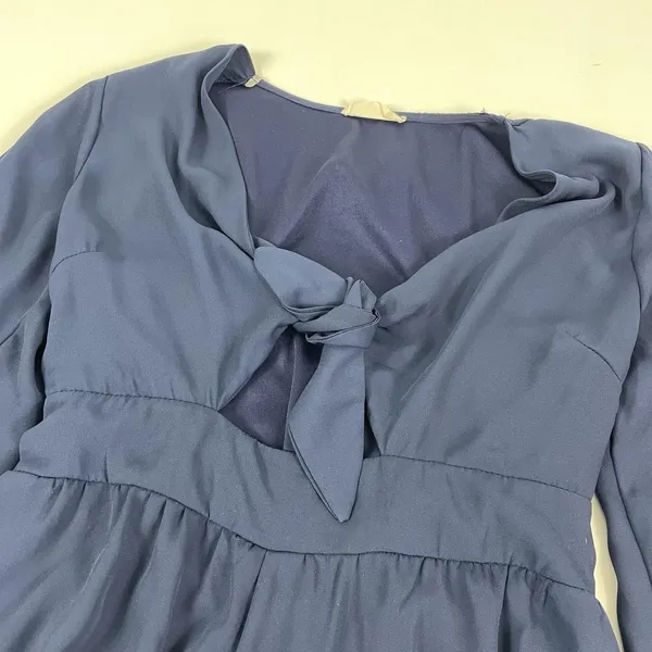 Altar'd State Romper Womens Medium Blue Chiffon Long Sleeve V-Neck Elastic Waist - Image 2