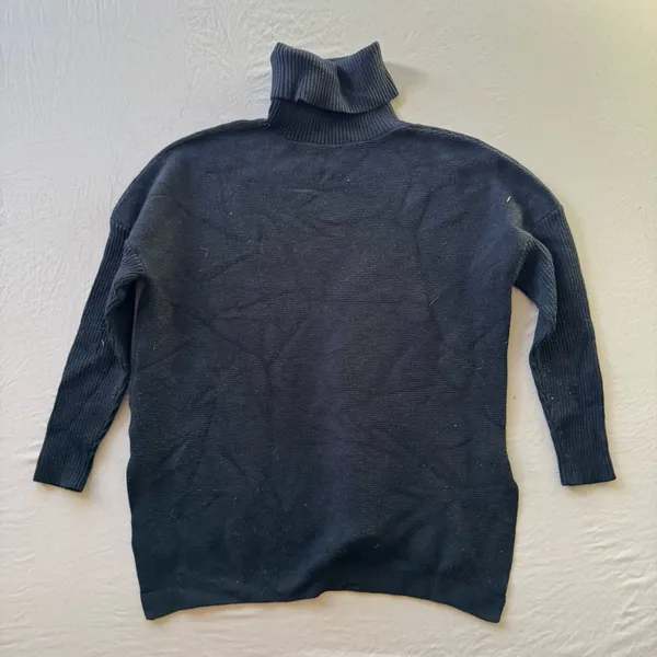 Oversized Turtleneck Tunic Sweater Blue - Image 2