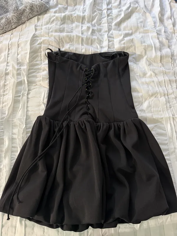 Black Strapless Dress Size M - Image 2