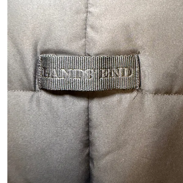Lands End‎ Black Down Puffer Coat Womens Medium 10-12 Quilted Long Winter Jacket - Image 11