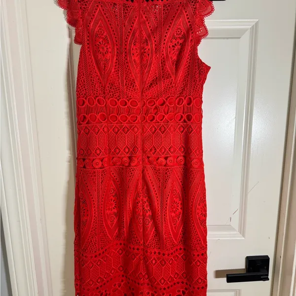 Antonio Melani Red Lace Sheath Dress Size 4 –‎ Cocktail Wedding Guest Party - Image 5