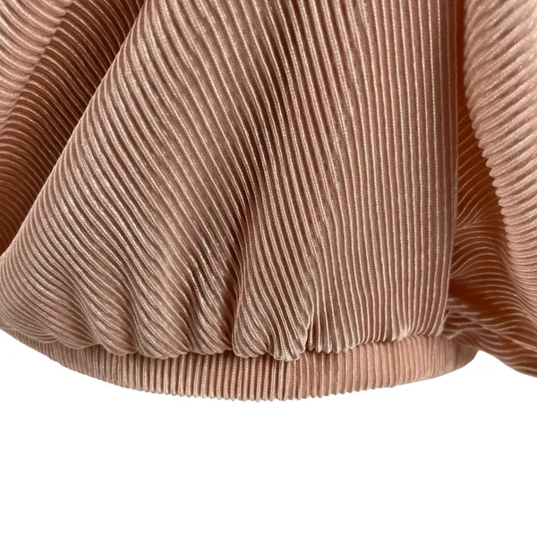 ASTR the Label Plisse Metallic Flutter Sleeve Surplice Wrap Blouse Rose Gold XL - Image 6
