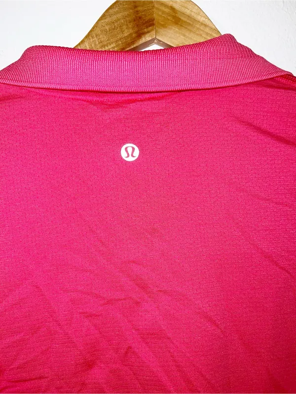 Lululemon Women's Pink Collared Cropped Short-Sleeve Polo - Image 6
