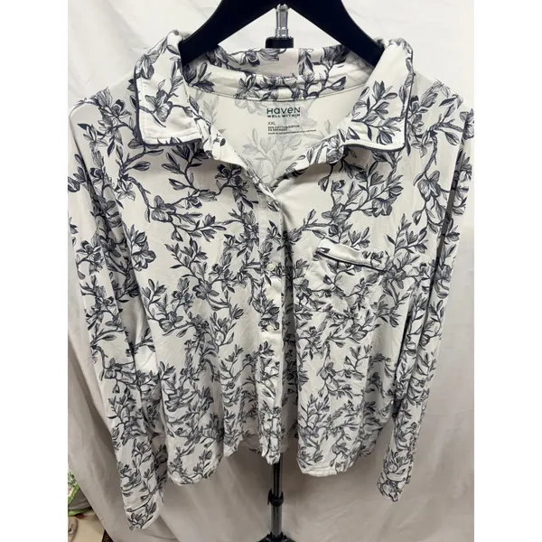 Haven Well Within $78 Women's XXL Organic Cotton Jersey Magnolia Pajama Shirt - Image 3