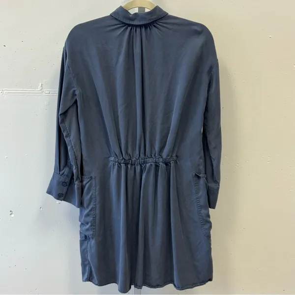 COS 100% Lyocell Lightweight Minimalist Button Down Tunic‎ Shirt Dusty Blue Sz 2 - Image 2