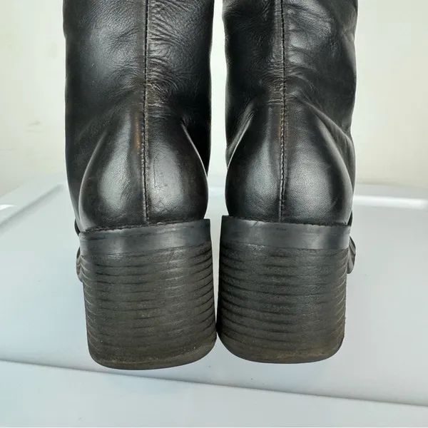 Vtg Y2K Harley Davidson Black Leather Tall Pavement Boots Sz 7.5 Chunky Moto - Image 16