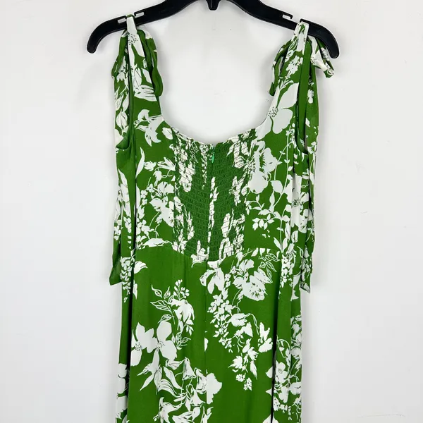 Reformation Twilight Mystique Midi Dress Floral Viscose Green Square Neck US 8 - Image 9