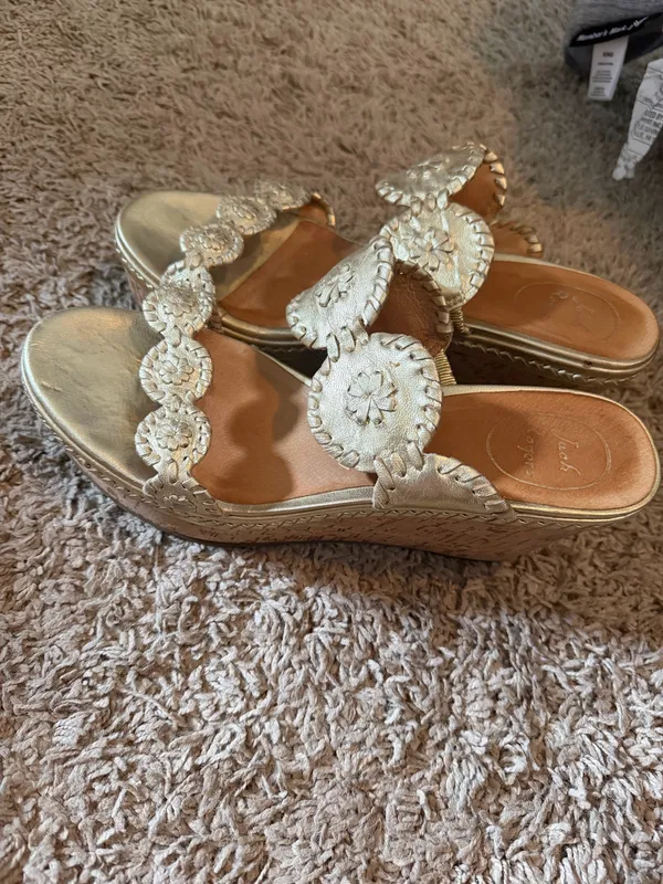 Jack Rogers Gold Wedge Sandals - Image 2