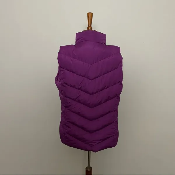 Lands End Vest Puffer Down Feathers Quilted Lightweight Pockets Full Zip Purple - Image 9