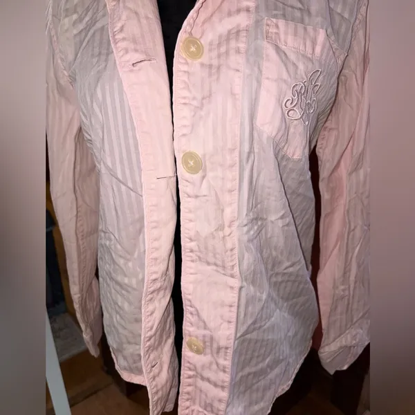 Ralph Lauren Light Pink Striped Pajama Top - Image 4