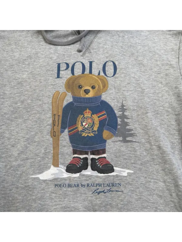Polo Ralph Lauren Size Sx Polo Bear Hoodie Pull Over Sweatshirt Ski Bear Graph. - Image 3