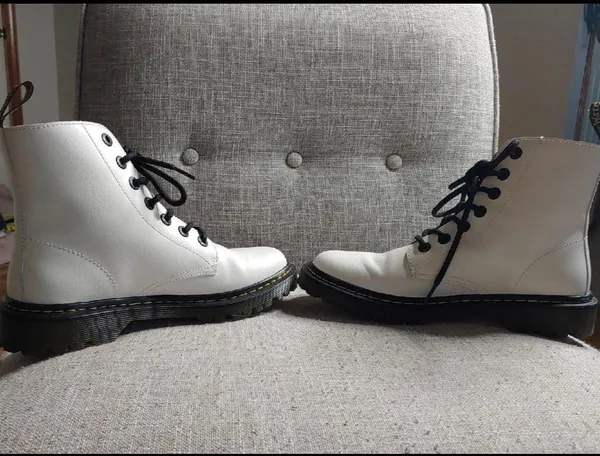 Dr. Martens White Lace Up Boots - Image 6