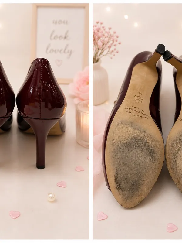 Via Spiga Women's Burgundy Patent Peep-Toe Pumps - Image 3